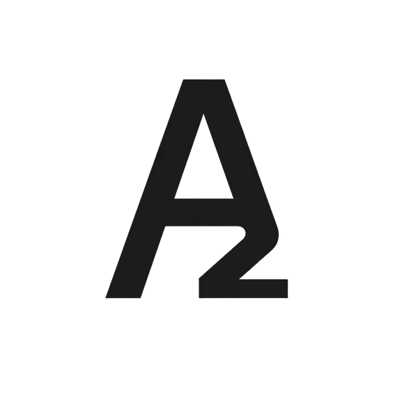 Black letter 'A' on a white background